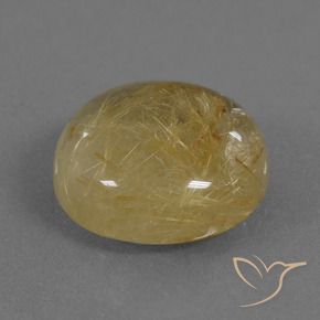 12.46 ct Golden Rutile Quartz Stone, Natural Rutile Quartz in Round Cabochon Shape for Sale