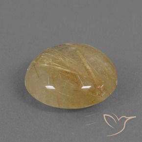 9.41 ct Golden Rutile Quartz Stone, Natural Rutile Quartz in Round Cabochon Shape for Sale