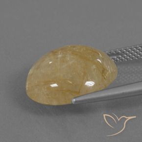 Rutile Quartz Gemstone in 15 mm (calibrated) Size for Sale, Rutile Quartz Stone in Golden-Yellow Color