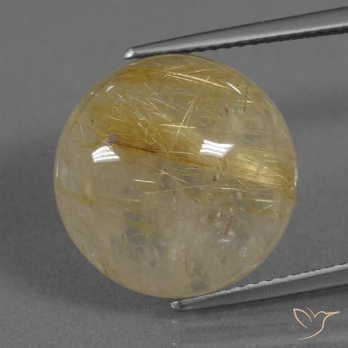 Medium Gold Rutile Quartz Gem - 12.2ct Round Cabochon (ID: 435536)