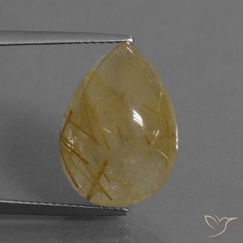 13.43 ct Pear Rutile Quartz, 18.2 x 13.2 mm From India, Photo A