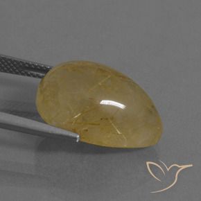 Rutile Quartz Gemstone in 18 x 13 mm (calibrated) Size for Sale, Rutile Quartz Stone in Very Light Golden-Brown Color