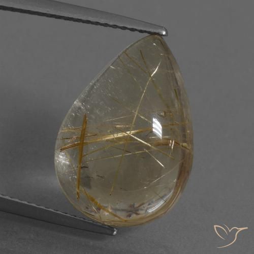 11.92 ct Pear Rutile Quartz, 18.1 x 12.5 mm From India, Photo A