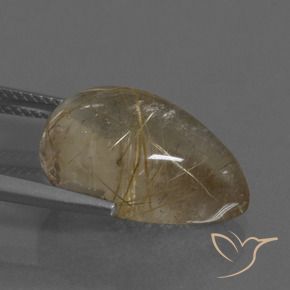 Rutile Quartz Gemstone in 18 x 13 mm (calibrated) Size for Sale, Rutile Quartz Stone in Light Brown Color