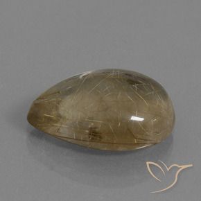 9.98 ct Brown Rutile Quartz Stone, Natural Rutile Quartz in Pear Cabochon Shape for Sale