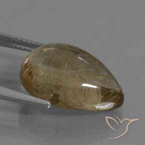 Rutile Quartz Gemstone in 18 x 13 mm (calibrated) Size for Sale, Rutile Quartz Stone in Light Brown Color