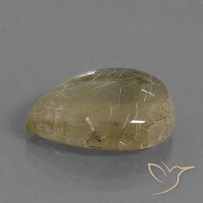 10.12 ct Yellow Rutile Quartz Stone, Natural Rutile Quartz in Pear Cabochon Shape for Sale