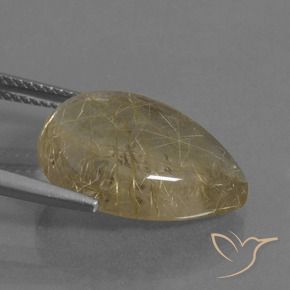Rutile Quartz Gemstone in 18 x 13 mm (calibrated) Size for Sale, Rutile Quartz Stone in Pale Yellow Color