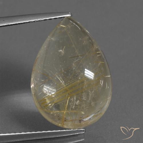 12.09ct Natural Light Yellow Rutile Quartz, Pear Shape, Transparent
