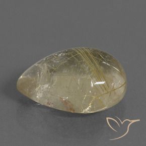 12.09 ct Yellow Rutile Quartz Stone, Natural Rutile Quartz in Pear Cabochon Shape for Sale