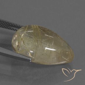 Rutile Quartz Gemstone in 18 x 13 mm (calibrated) Size for Sale, Rutile Quartz Stone in Light Yellow Color
