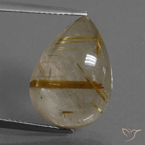Quartz rutile poire de 11,74 ct, 18 x 13,1 mm d'Inde, Photo A