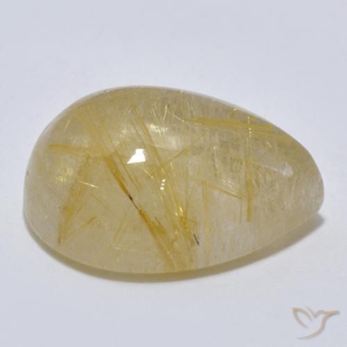 Rutile Quartz Gemstone in 14.9 x 11.1 mm Size for Sale, Rutile Quartz Stone in Medium Yellow Color
