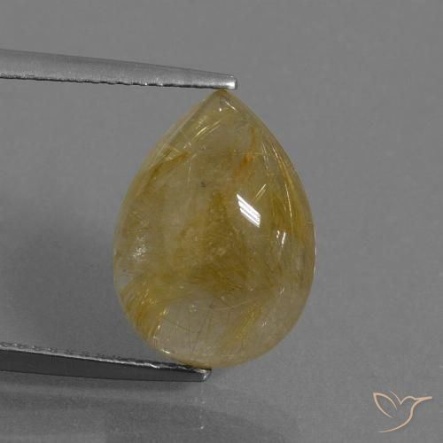 7.53ct Natural Warm Yellow Rutile Quartz, Pear Shape, Translucent