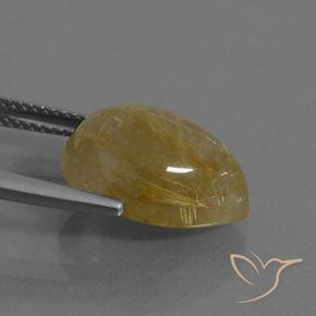 Rutile Quartz Gemstone in 15 x 10.9 mm Size for Sale, Rutile Quartz Stone in Warm Yellow Color