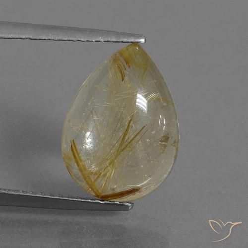 5.72ct Natural Earthy Yellow Rutile Quartz, Pear Shape, Transparent