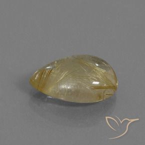 5.72 ct Yellow Rutile Quartz Stone, Natural Rutile Quartz in Pear Cabochon Shape for Sale
