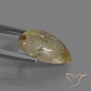Rutile Quartz Gemstone in 15 x 10.9 mm Size for Sale, Rutile Quartz Stone in Earthy Yellow Color