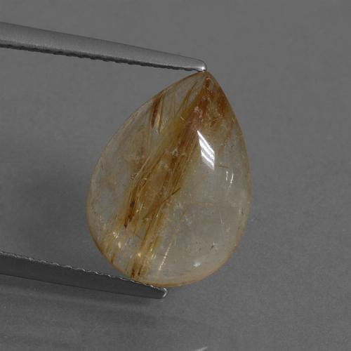 Very Light Brown Rutile Quartz Gem - 5.6ct Pear Cabochon (ID: 435606)