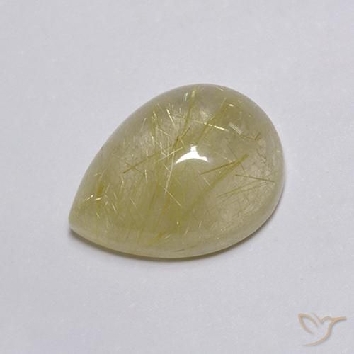 Rutile Quartz Gemstone in 15 x 11 mm Size for Sale, Rutile Quartz Stone in Light Yellow Color