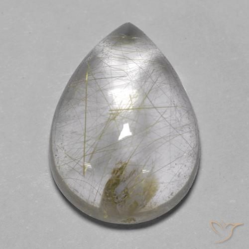 7.43ct Natural Light Yellow Rutile Quartz, Pear Shape, Transparent