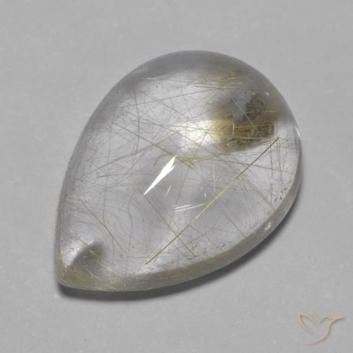 Rutile Quartz Gemstone in 15 x 11 mm Size for Sale, Rutile Quartz Stone in Light Yellow Color