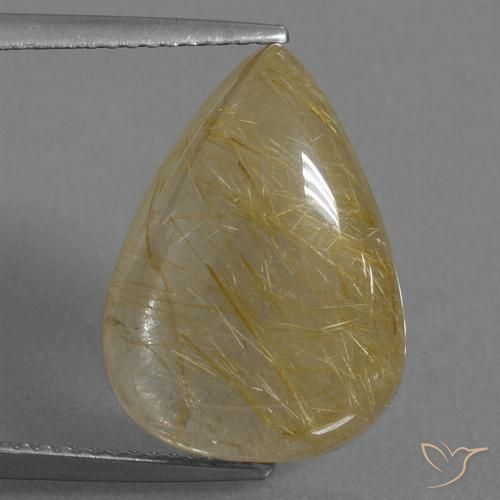 10.92ct Natural Very Light Golden-Brown Rutile Quartz, Pear Shape, Transparent