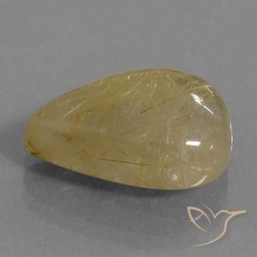 10.92 ct Golden Rutile Quartz Stone, Natural Rutile Quartz in Pear Cabochon Shape for Sale