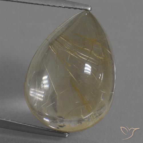 13.21 ct Pear Rutile Quartz, 18.2 x 13.2 mm From India, Photo A