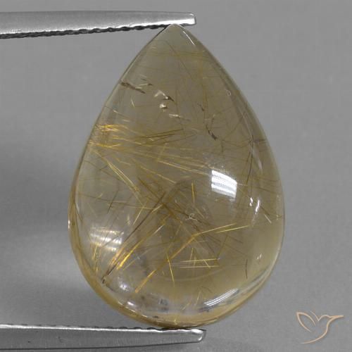 12.87ct Natural Very Light Golden-Brown Rutile Quartz, Pear Shape, Transparent