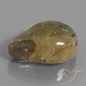 12.87 ct Golden Rutile Quartz Stone, Natural Rutile Quartz in Pear Cabochon Shape for Sale