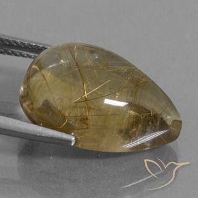 Rutile Quartz Gemstone in 18 x 13 mm (calibrated) Size for Sale, Rutile Quartz Stone in Very Light Golden-Brown Color