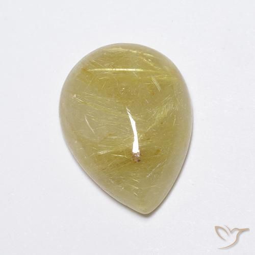 7.45ct Natural Light Earthy Yellow Rutile Quartz, Pear Shape, Translucent