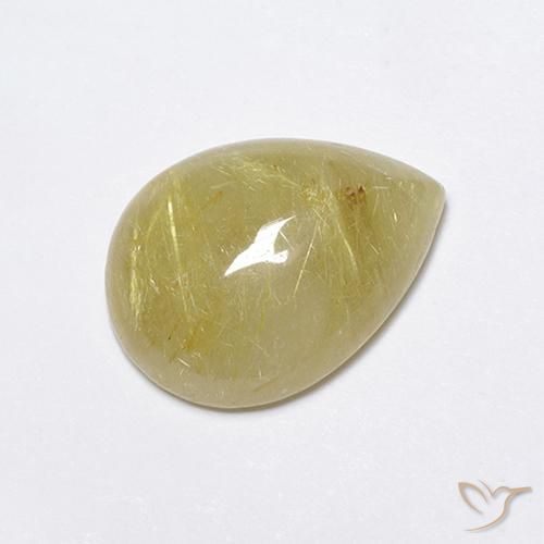 Rutile Quartz Gemstone in 16 x 12 mm (calibrated) Size for Sale, Rutile Quartz Stone in Light Earthy Yellow Color