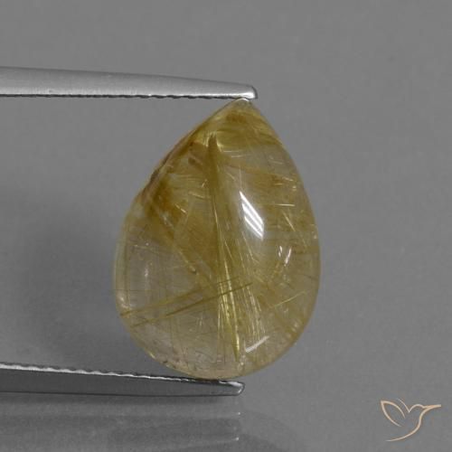7.54ct Natural Very Light Golden-Brown Rutile Quartz, Pear Shape, Transparent