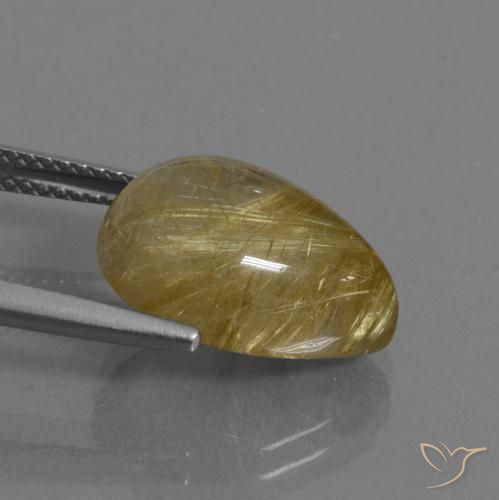 Rutile Quartz Gemstone in 15 x 11 mm Size for Sale, Rutile Quartz Stone in Very Light Golden-Brown Color