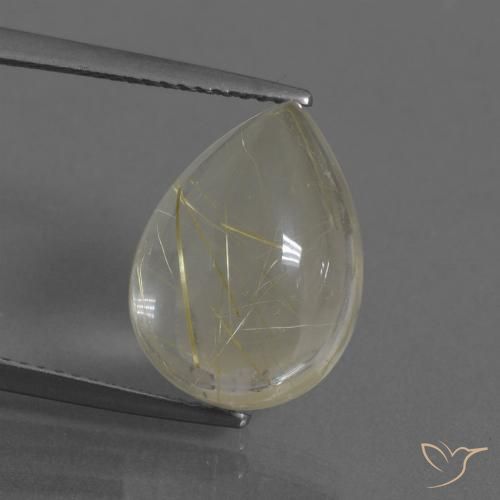 7.67ct Natural Light Yellow Rutile Quartz, Pear Shape, Transparent