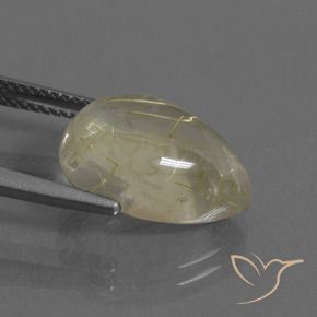 Rutile Quartz Gemstone in 15.1 x 11 mm Size for Sale, Rutile Quartz Stone in Light Yellow Color