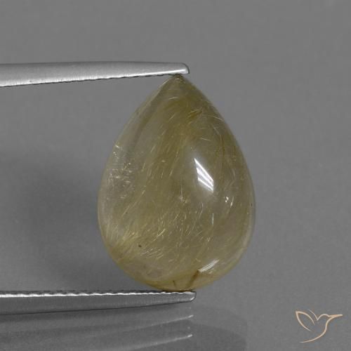 7.41ct Natural Very Light Golden-Brown Rutile Quartz, Pear Shape, Transparent