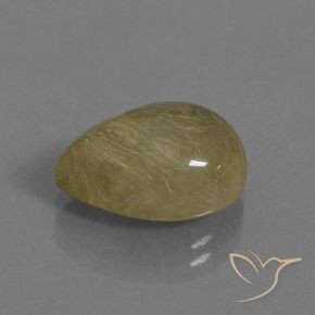 7.41 ct Golden Rutile Quartz Stone, Natural Rutile Quartz in Pear Cabochon Shape for Sale