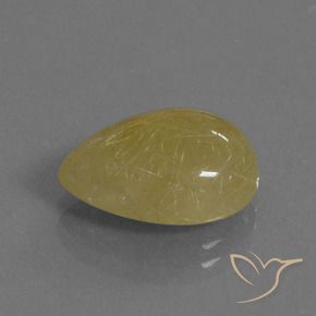 6.72 ct Golden Rutile Quartz Stone, Natural Rutile Quartz in Pear Cabochon Shape for Sale