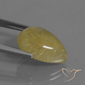 Rutile Quartz Gemstone in 15 x 11 mm Size for Sale, Rutile Quartz Stone in Medium Gold Color