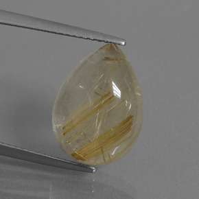 Very Light Golden-Brown Rutile Quartz Gem - 8ct Pear Cabochon (ID: 435677)