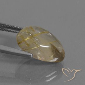 Rutile Quartz Gemstone in 15.1 x 11 mm Size for Sale, Rutile Quartz Stone in Very Light Golden-Brown Color