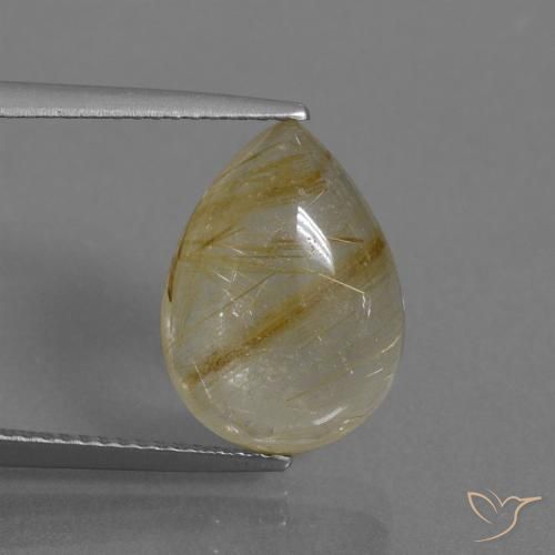 6.12ct Natural Very Light Golden-Brown Rutile Quartz, Pear Shape, Transparent