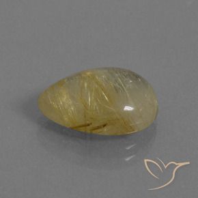 6.12 ct Golden Rutile Quartz Stone, Natural Rutile Quartz in Pear Cabochon Shape for Sale