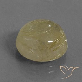 11.66 ct Yellow Rutile Quartz Stone, Natural Rutile Quartz in Round Cabochon Shape for Sale