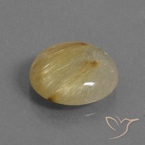 7.53 ct Yellow Rutile Quartz Stone, Natural Rutile Quartz in Round Cabochon Shape for Sale