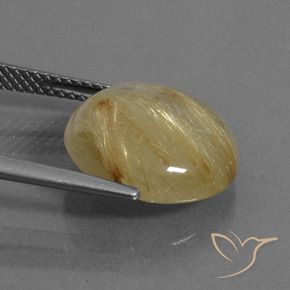 Rutile Quartz Gemstone in 14 mm (calibrated) Size for Sale, Rutile Quartz Stone in Medium Yellow Color