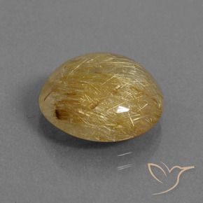 7.70 ct Golden Rutile Quartz Stone, Natural Rutile Quartz in Round Cabochon Shape for Sale